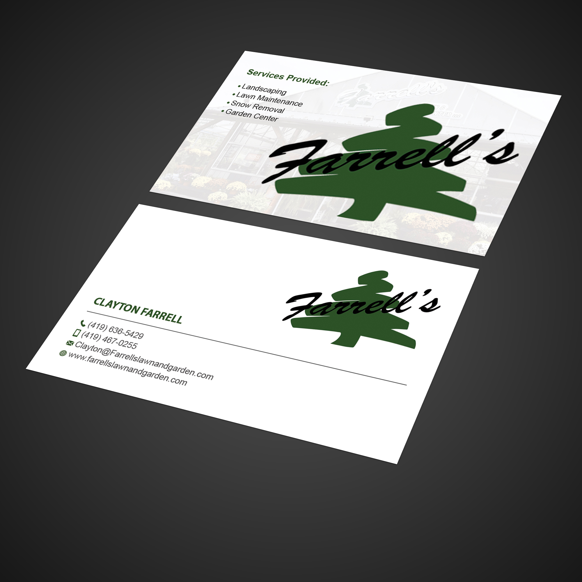 Business Card Design by Bonna 3 for Farrell's Lawn & Garden Center LLC | Design #23619991