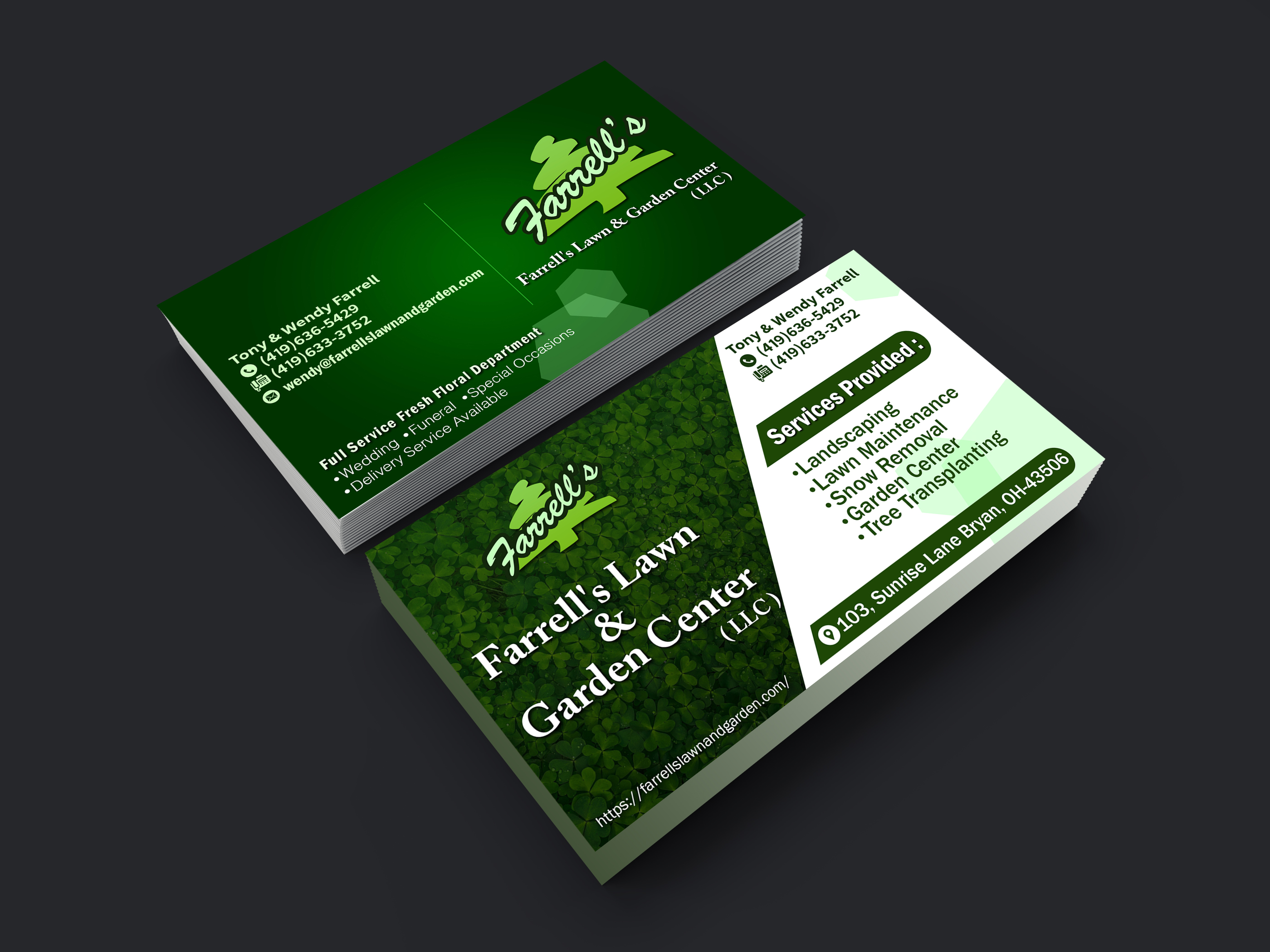 Business Card Design by Creative Pub for Farrell's Lawn & Garden Center LLC | Design #23662649