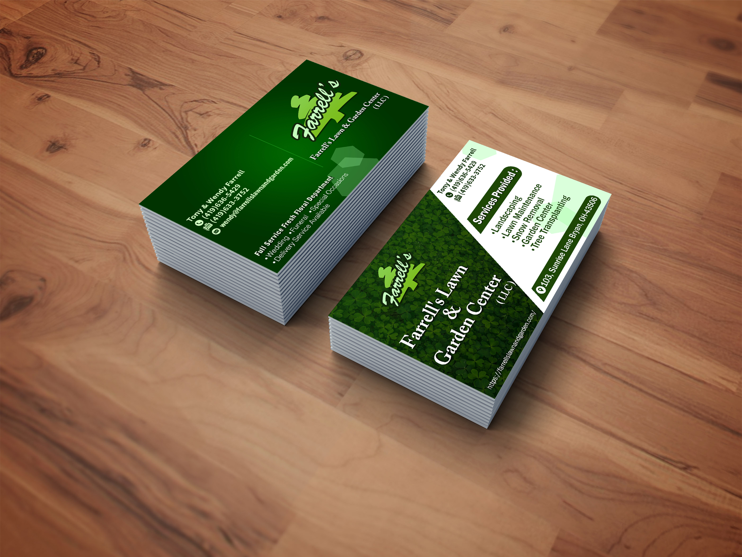 Business Card Design by Creative Pub for Farrell's Lawn & Garden Center LLC | Design #23662650
