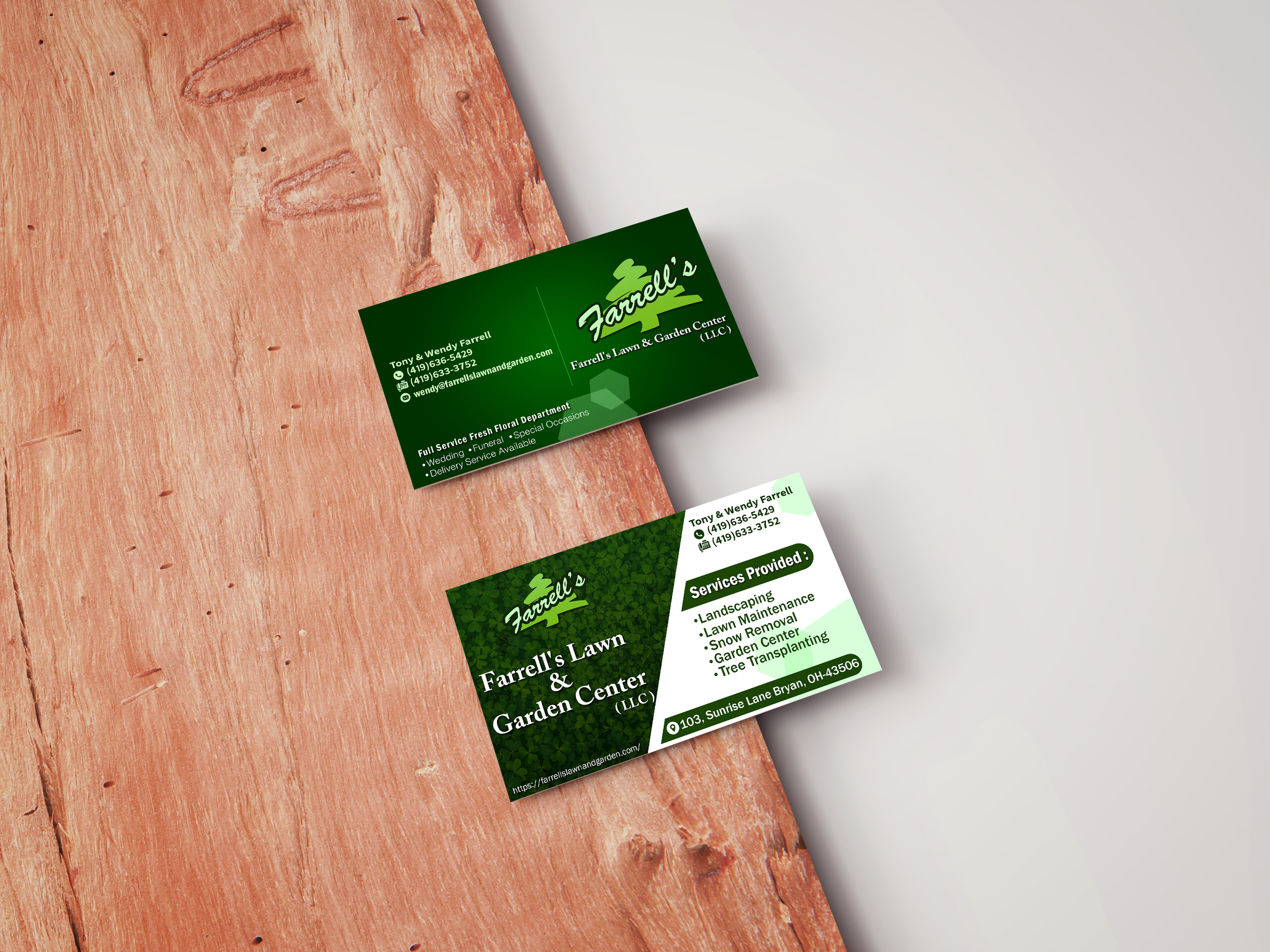 Business Card Design by Creative Pub for Farrell's Lawn & Garden Center LLC | Design #23662652
