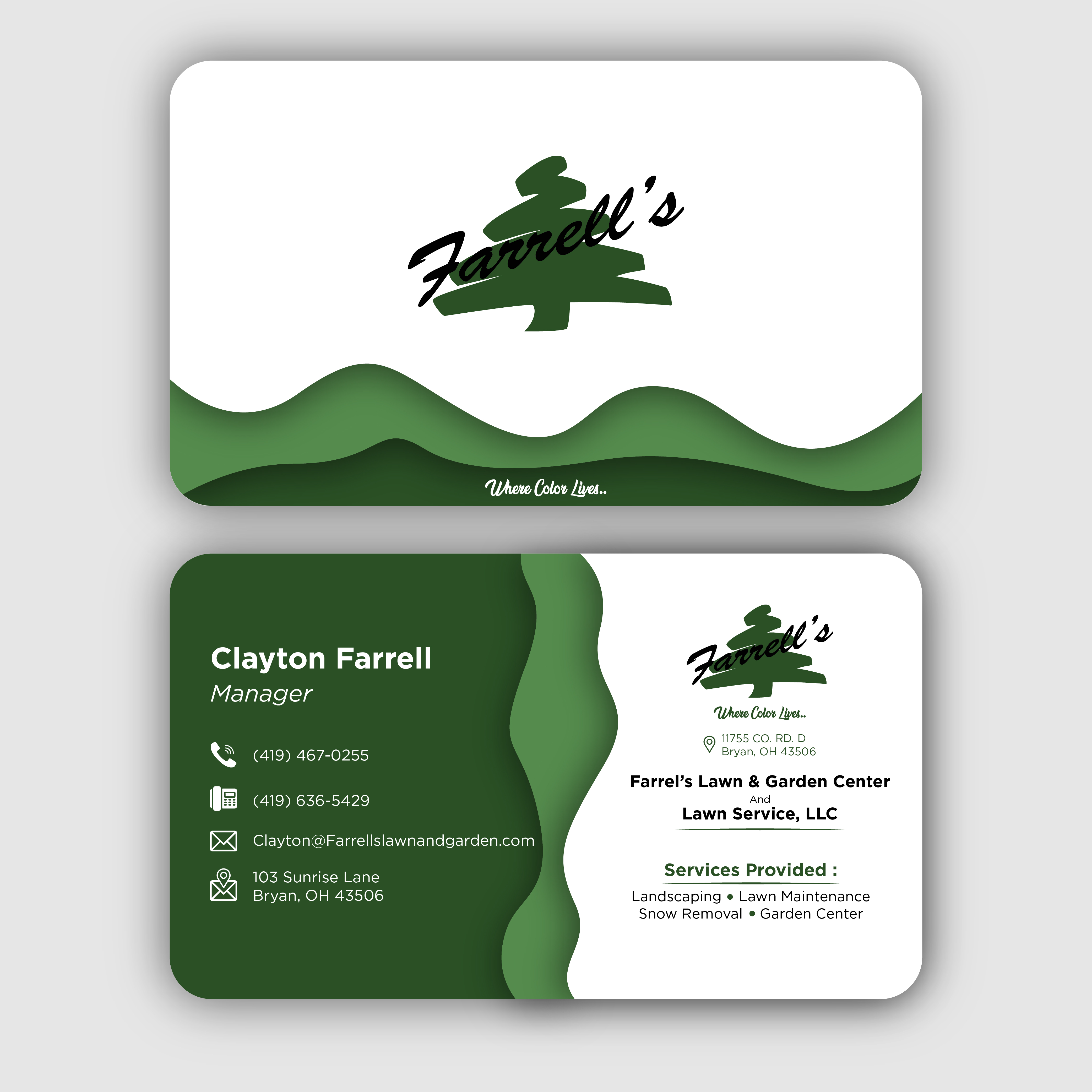 Visitenkarten-Design von bayukrisna für Farrell's Lawn & Garden Center LLC | Design #23626816