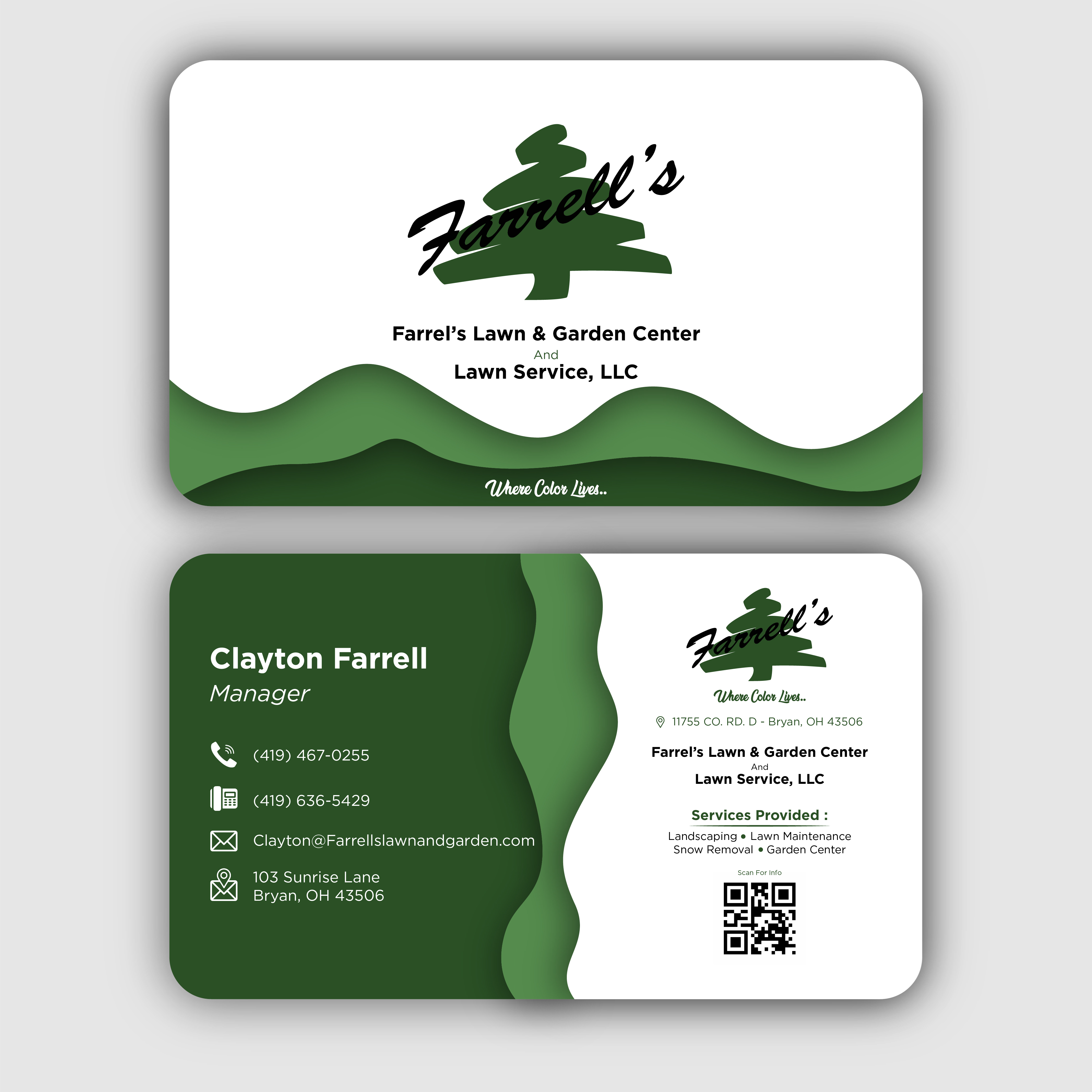 Business Card Design by bayukrisna for Farrell's Lawn & Garden Center LLC | Design #23626817