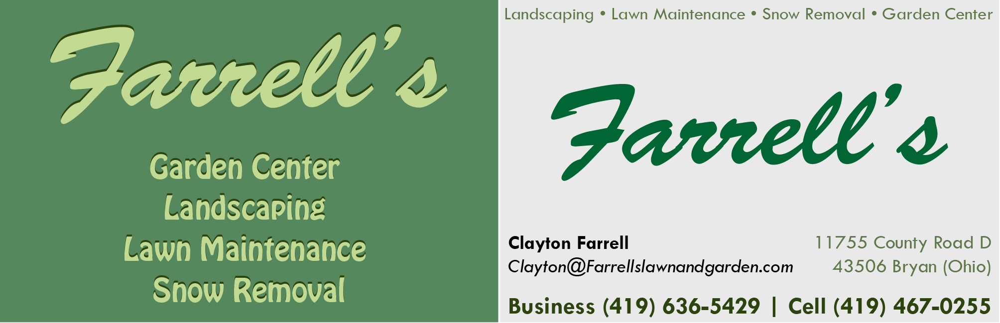 Business Card Design by Mintgruen for Farrell's Lawn & Garden Center LLC | Design #23666374