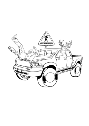 Deer Running Over Man With Car - T Shirt | T-Shirt-Design von Nublan Ameram