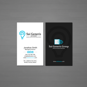 Design de Carte de Visite par Creations Box 2015 pour Sui Generis Pty Ltd | Design #23634210