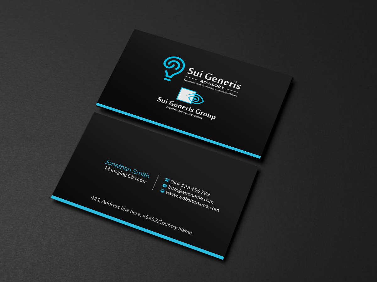 Business Card Design by Creations Box 2015 for Sui Generis Pty Ltd | Design #23634211