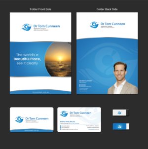 Eye surgeon needs a presentation folder and a business card for his practice manager. Logo alread... | Diseño de Papelería por SL Designer