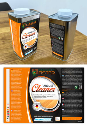 Modern Label for our high quality parquet oil and parquet cleaner | Diseño de Etiqueta por SAI DESIGNS