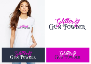 Sexy design for women shooting firearms class “Glitter and Gun Powder” | Diseño de Camiseta por Amduat Design