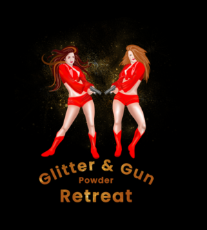 Sexy design for women shooting firearms class “Glitter and Gun Powder” | Diseño de Camiseta por SAI DESIGNS