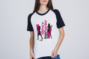 Sexy design for women shooting firearms class “Glitter and Gun Powder” | Diseño de Camiseta por atularts