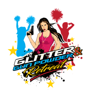 Sexy design for women shooting firearms class “Glitter and Gun Powder” | Diseño de Camiseta por geni