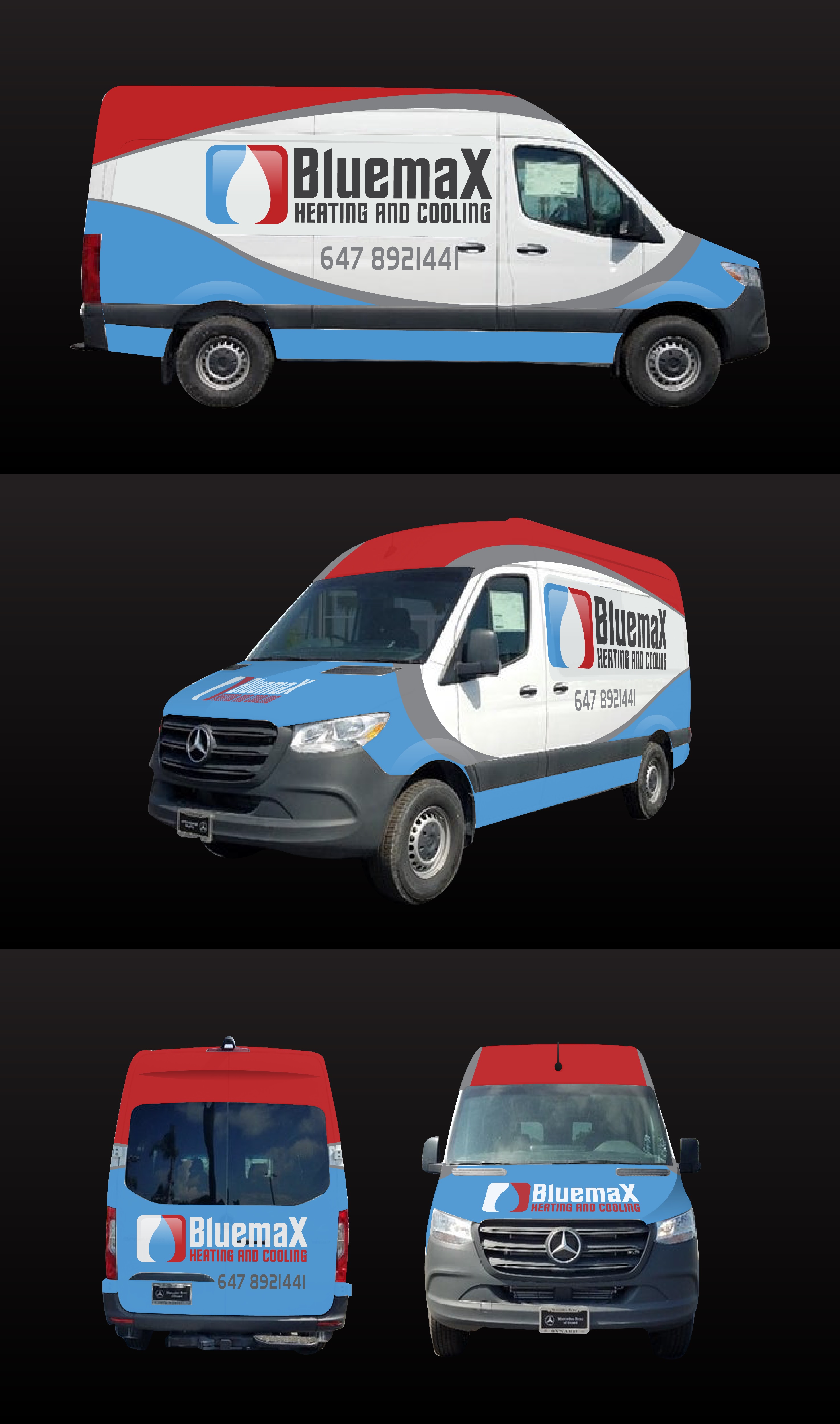 Diseño de Rotulación de Vehículo por Kira Graphics para Bluemax Heating and Cooling | Diseño #23673515