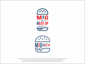 The Meat Up Grill  optional inserts can be: Burger and Salad, Rockaway Beach,  NY. I like the Phosphorus Inline Font in the past so similar fonts are welcome or to incorporate Phosphorus is good too.   | Logo Design by nusdofficial