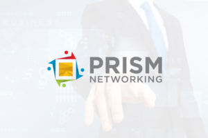 P R I S M  (spaced out) in black, and NETWORKING smaller underneath in gray | Logo Design by CreativeBaba