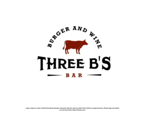 Three B's Burger and Wine Bar or 3B's Burger and Wine Bar | Logo Design by Ng V Duc