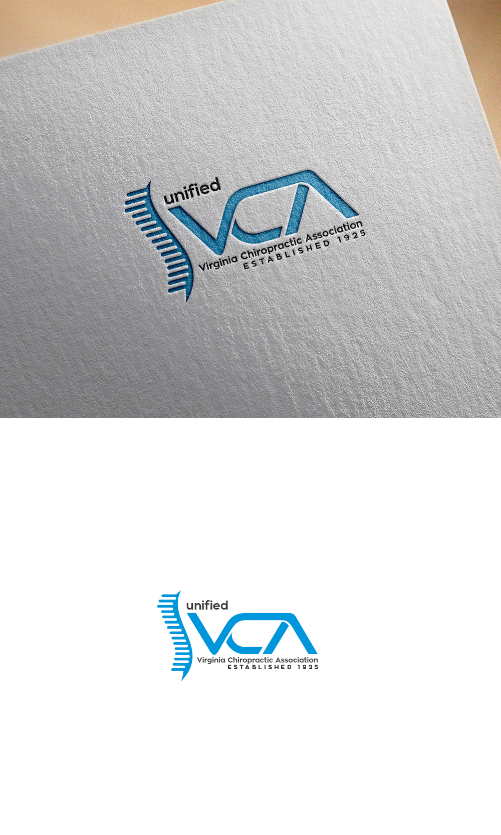 Logo Design by logo_s for Virginia Chiropractic Association (dba Unified Virginia Chiropractic Association, Unified VCA, UVCA) | Design #23694950