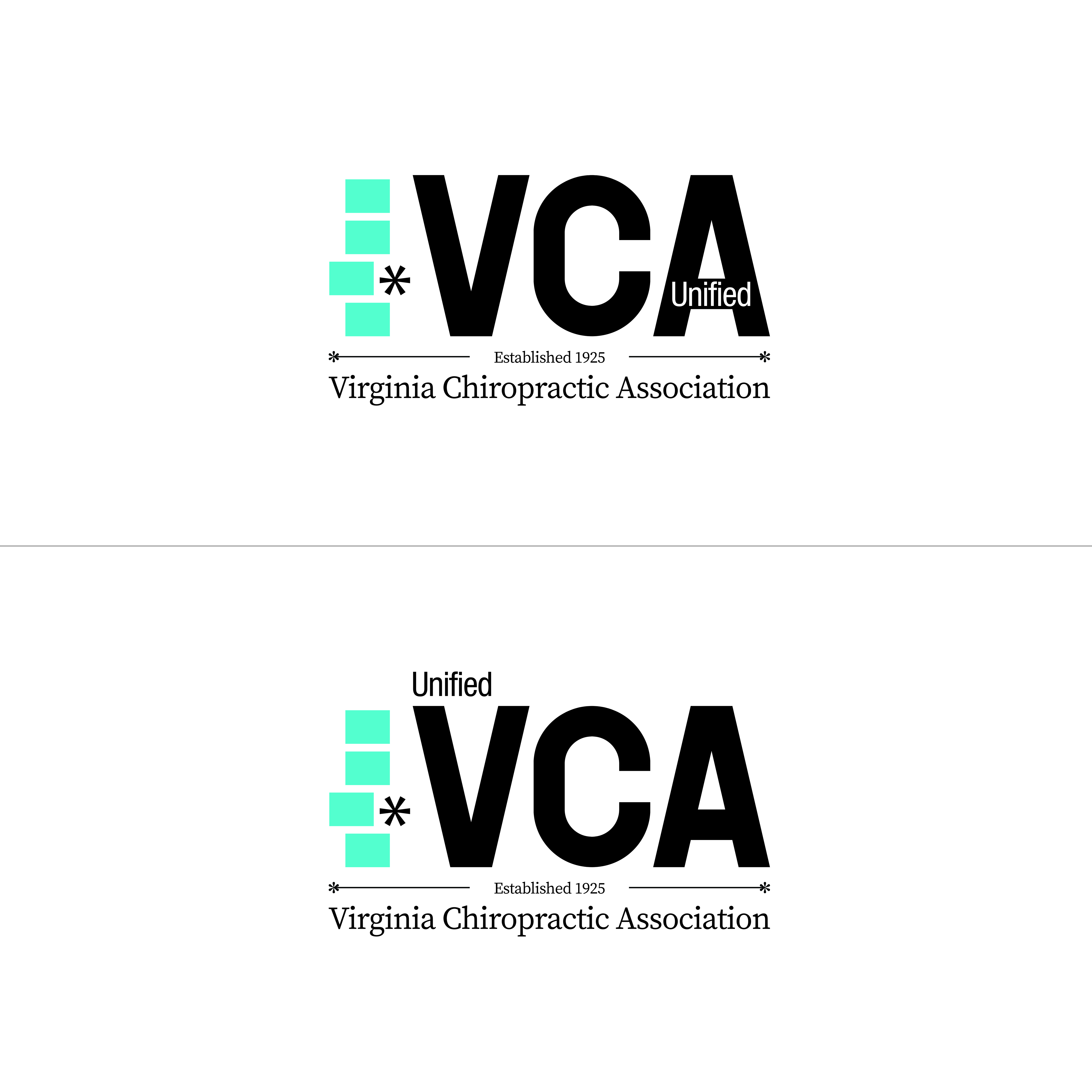 Logo Design by hellgrid for Virginia Chiropractic Association (dba Unified Virginia Chiropractic Association, Unified VCA, UVCA) | Design #23721372