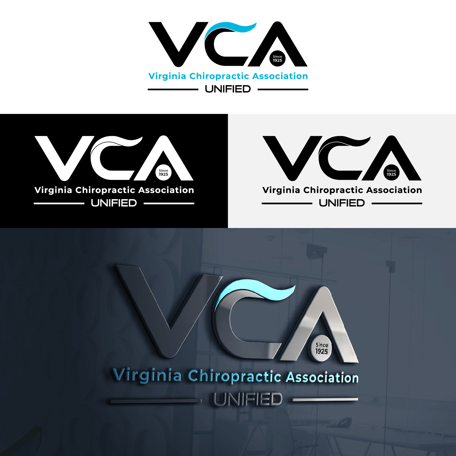 Logo Design by Anas Q for Virginia Chiropractic Association (dba Unified Virginia Chiropractic Association, Unified VCA, UVCA) | Design #23732750