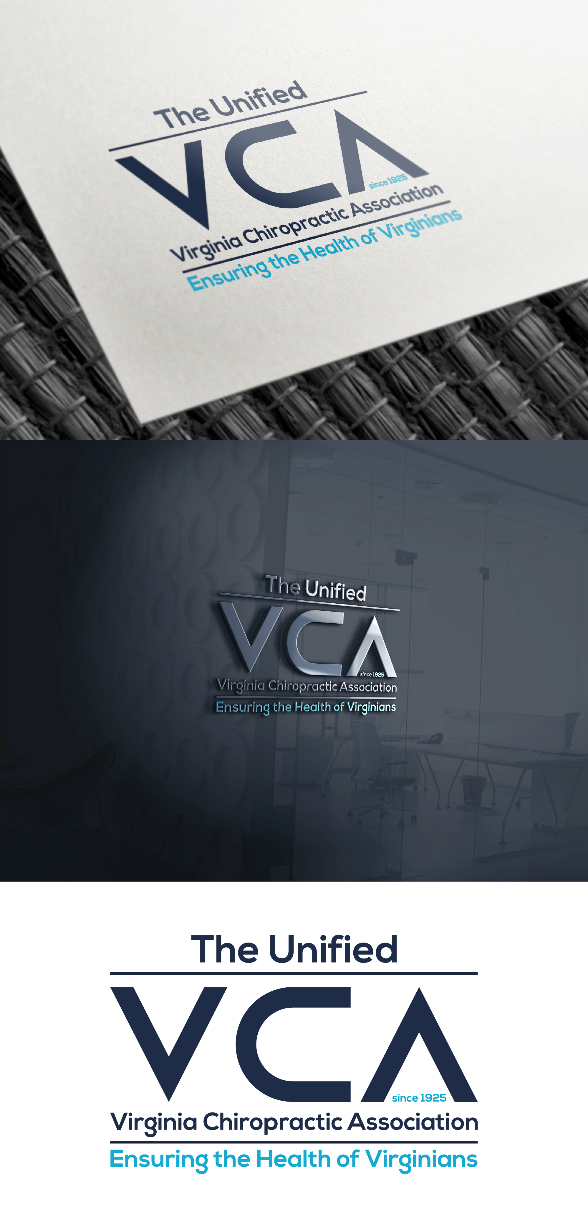 Logo Design by Miladin for Virginia Chiropractic Association (dba Unified Virginia Chiropractic Association, Unified VCA, UVCA) | Design #23718954