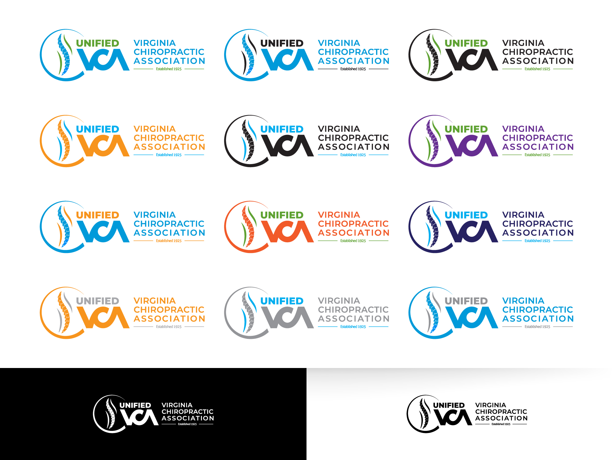 Logo-Design von artcircles für Virginia Chiropractic Association (dba Unified Virginia Chiropractic Association, Unified VCA, UVCA) | Design #25050743
