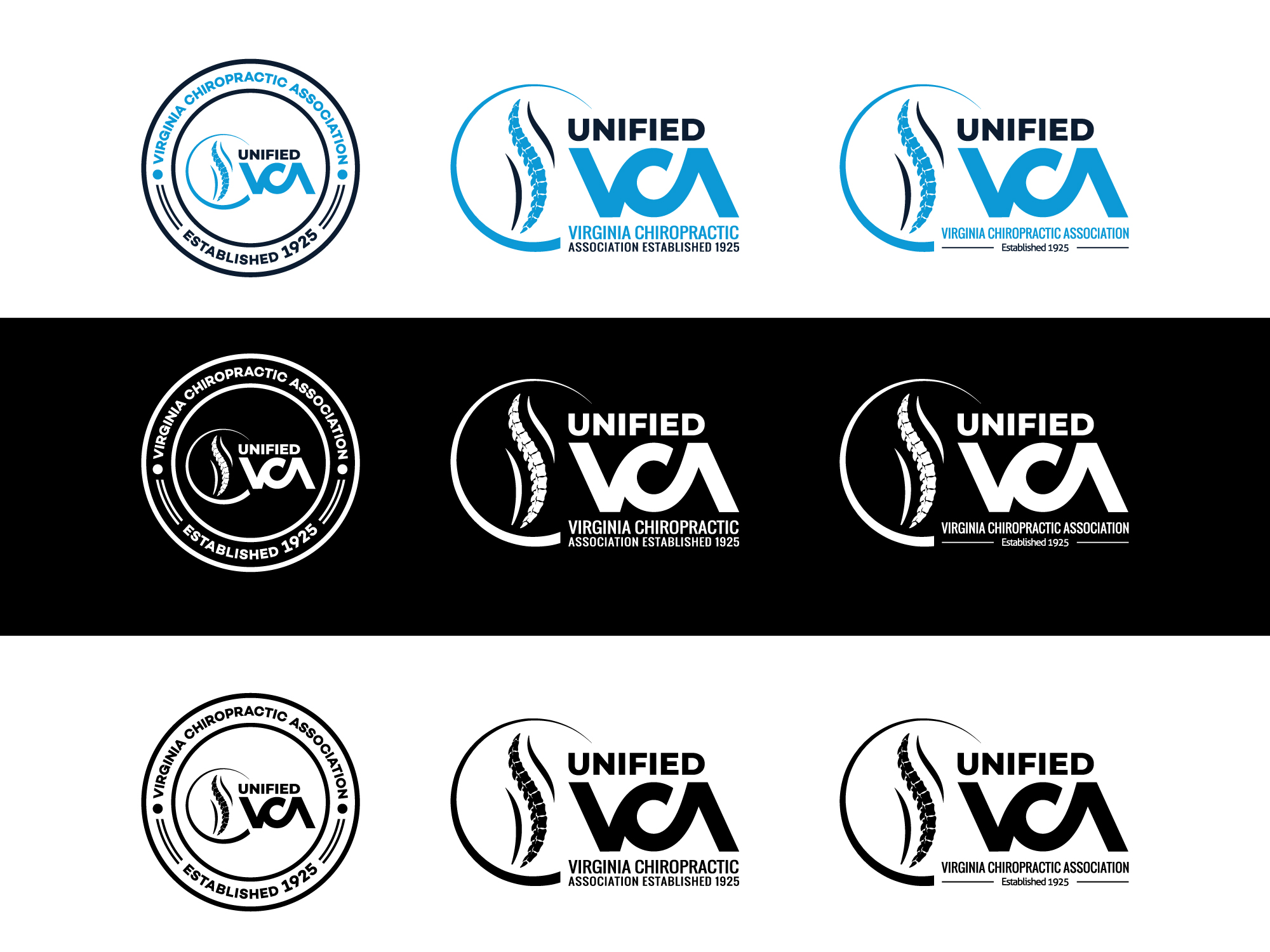 Logo Design by artcircles for Virginia Chiropractic Association (dba Unified Virginia Chiropractic Association, Unified VCA, UVCA) | Design #25088434