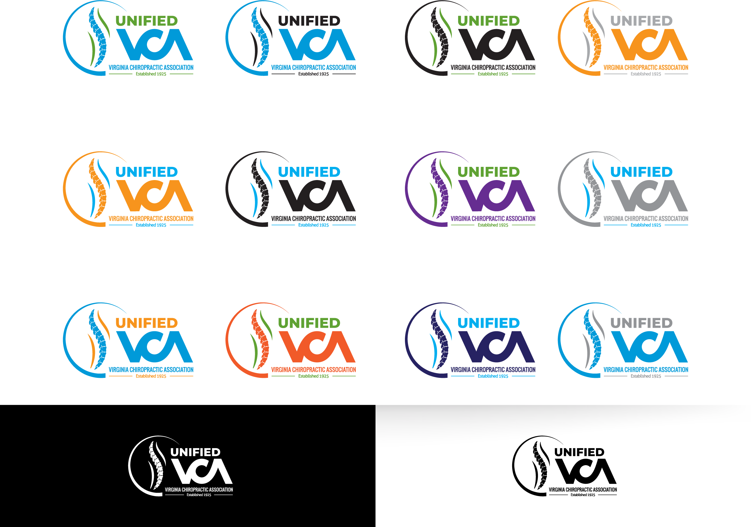 Logo-Design von artcircles für Virginia Chiropractic Association (dba Unified Virginia Chiropractic Association, Unified VCA, UVCA) | Design #25197514