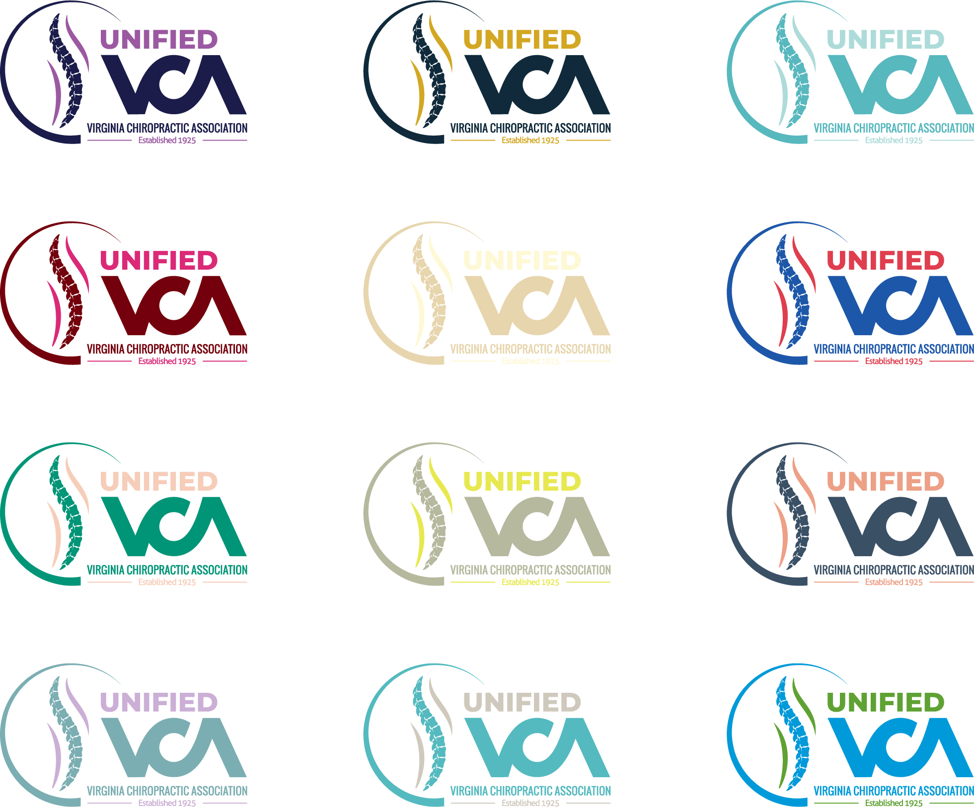 Logo-Design von artcircles für Virginia Chiropractic Association (dba Unified Virginia Chiropractic Association, Unified VCA, UVCA) | Design #25197518