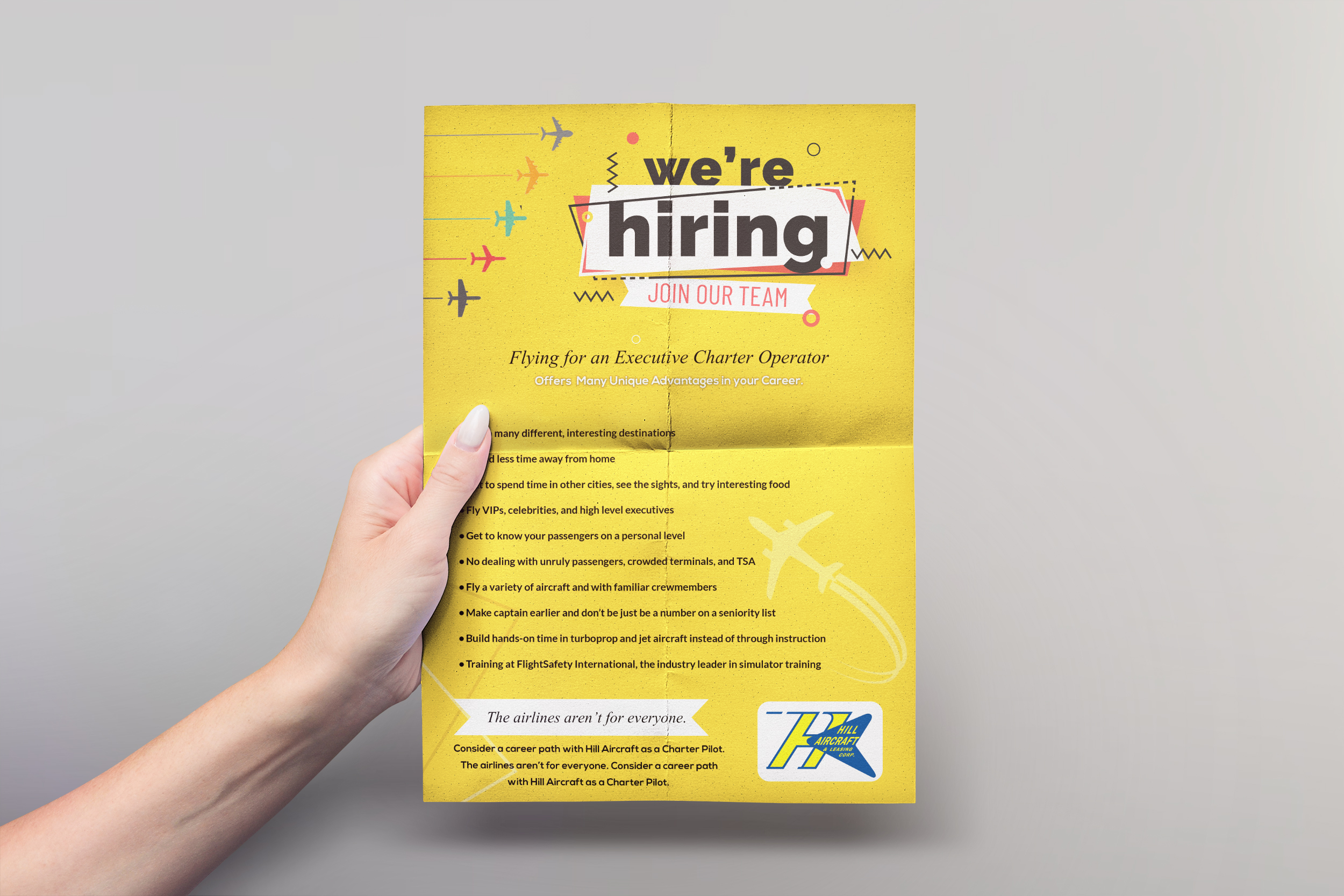 Design de Flyer par Pointless Pixels India pour Hill Aircraft | Design #23694653