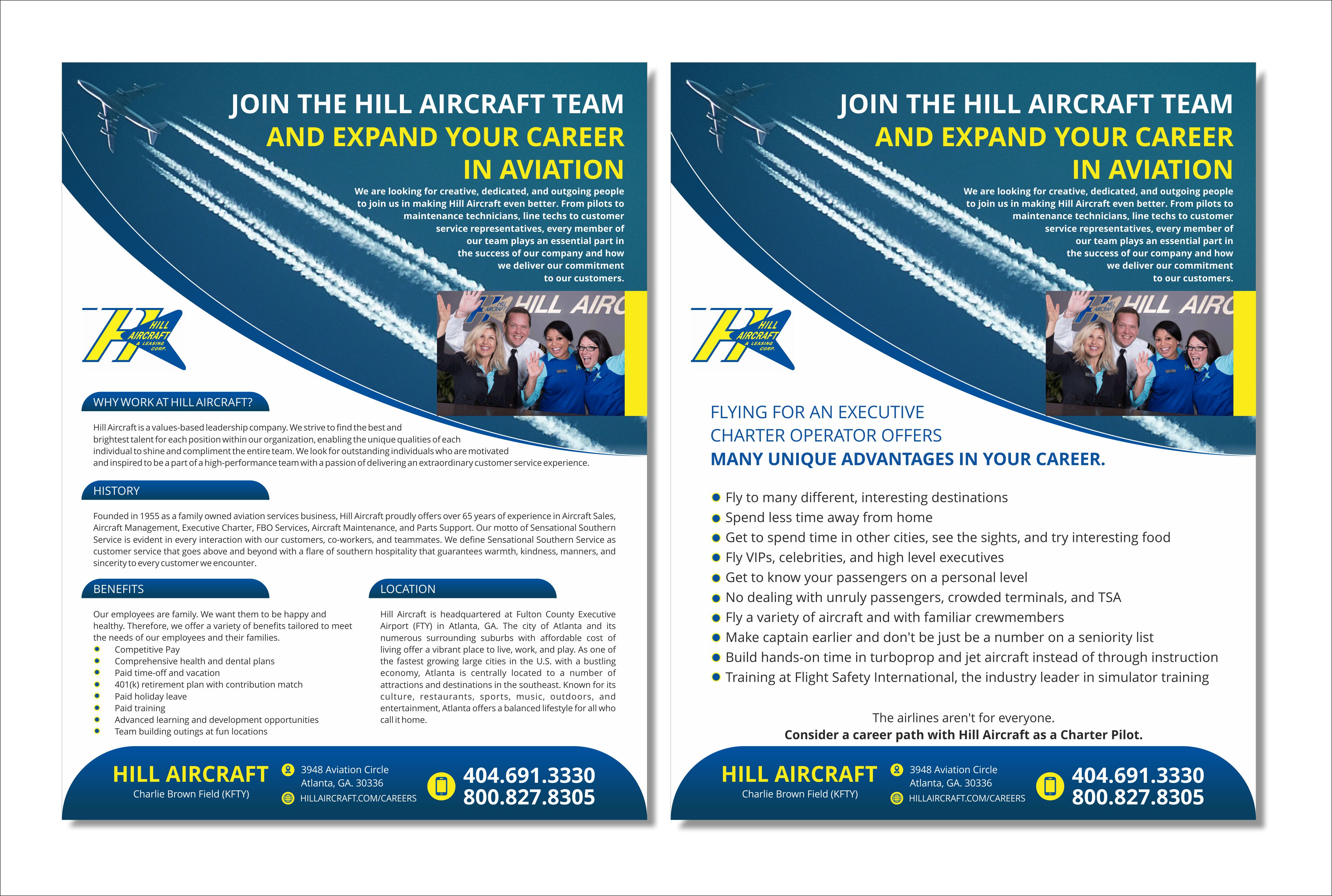 Flyer Design by Fine Graphics House for Hill Aircraft | Design #23712022