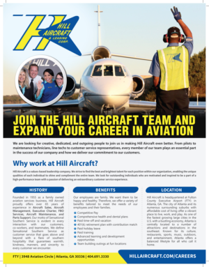 Design de Flyer par meet007 pour Hill Aircraft | Design : #23730820