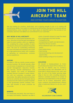 Design de Flyer par M. Indra pour Hill Aircraft | Design #23705279