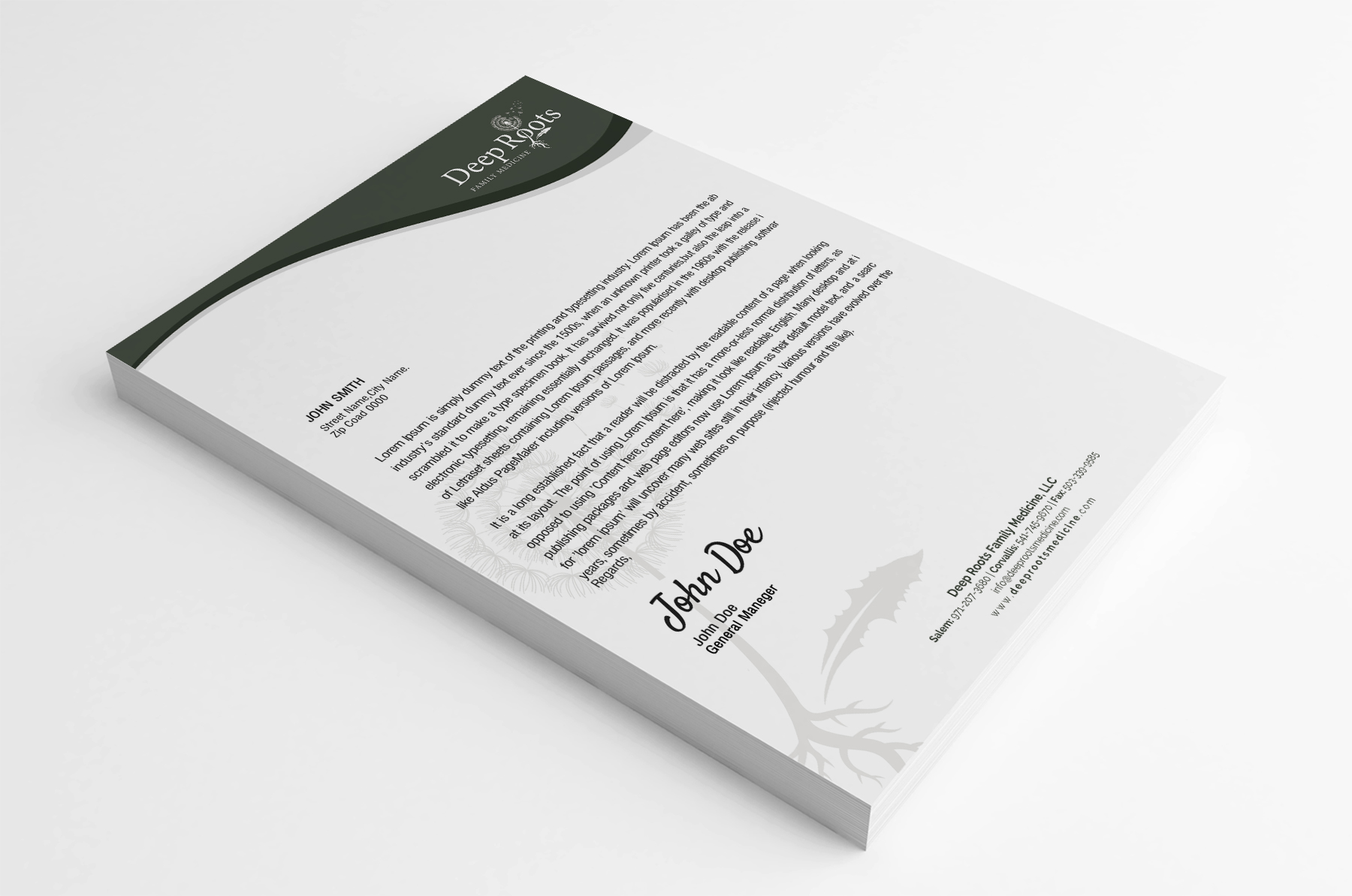 Diseño de Papelería por SL Designer para Deep Roots Family Medicine | Diseño #23720803