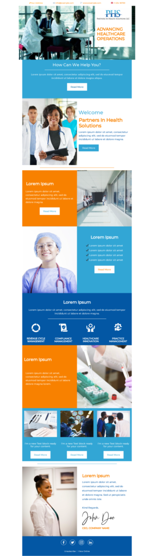 Email Marketing Design by Kristina Andonoff for Partners In Health Solutions LLC | Design #23727350