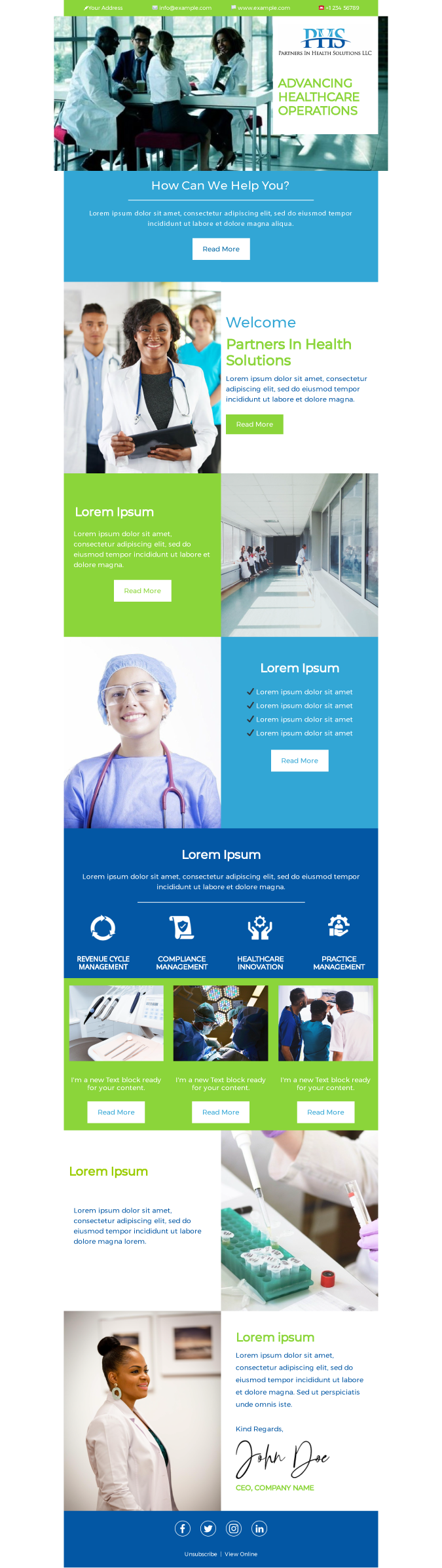 Email Marketing Design by Kristina Andonoff for Partners In Health Solutions LLC | Design #23727584