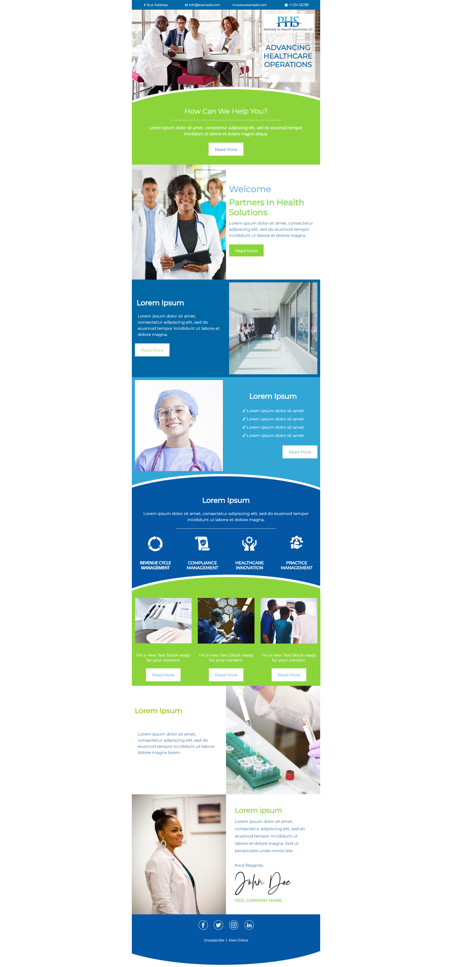 Diseño de Mercadeo por Correo Electrónico por Kristina Andonoff para Partners In Health Solutions LLC | Diseño #23734784