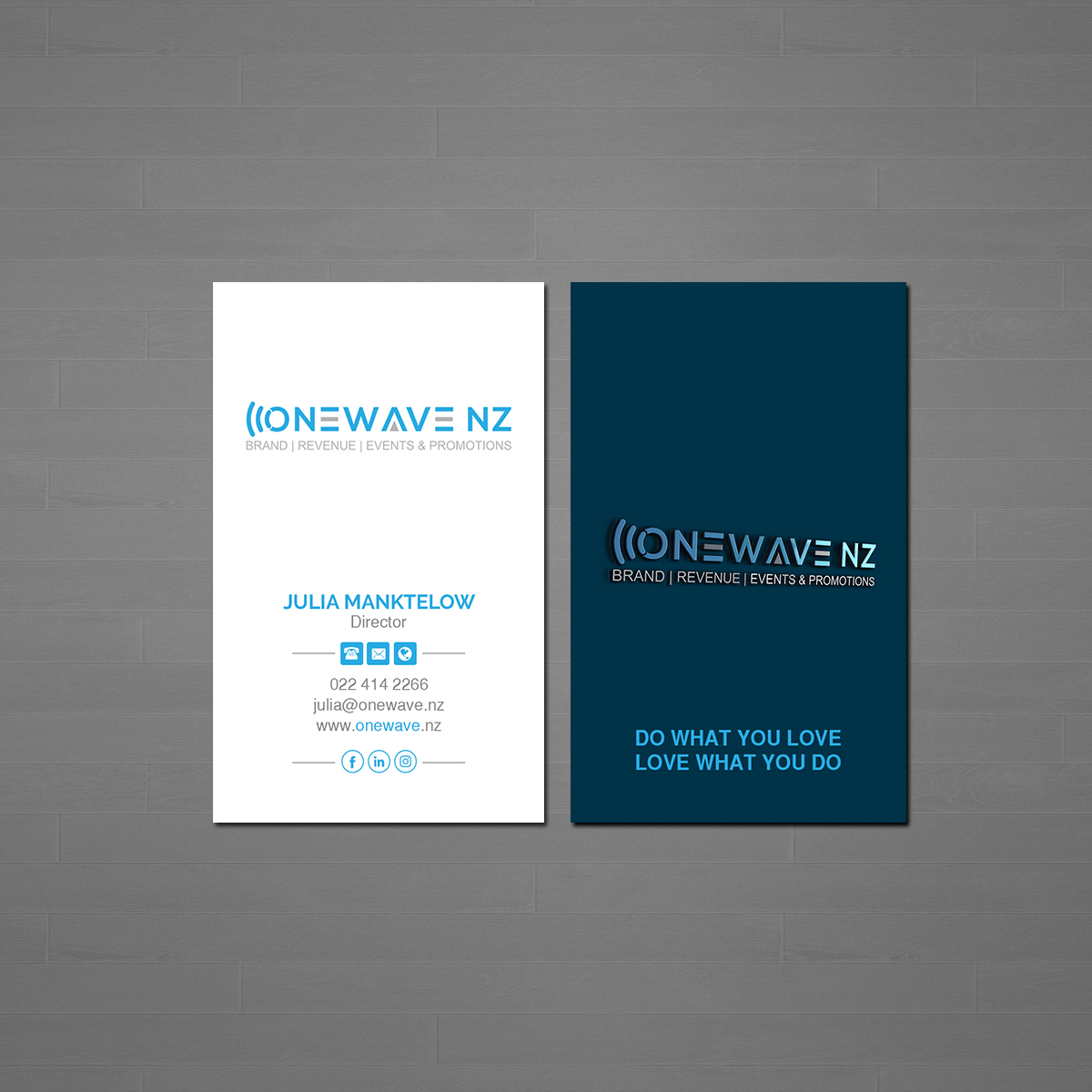 Visitenkarten-Design von Creations Box 2015 für Onewave NZ | Design #23711088