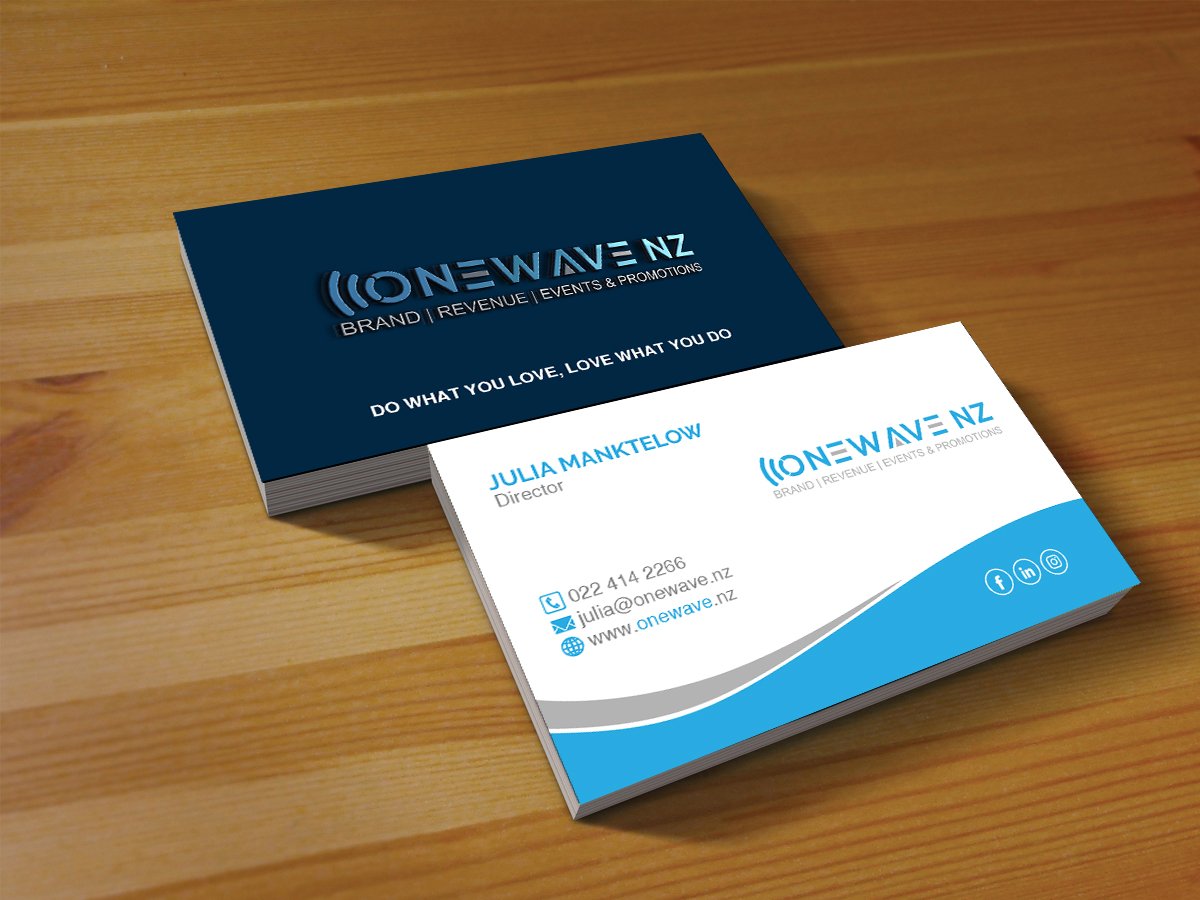 Visitenkarten-Design von Creations Box 2015 für Onewave NZ | Design #23711389