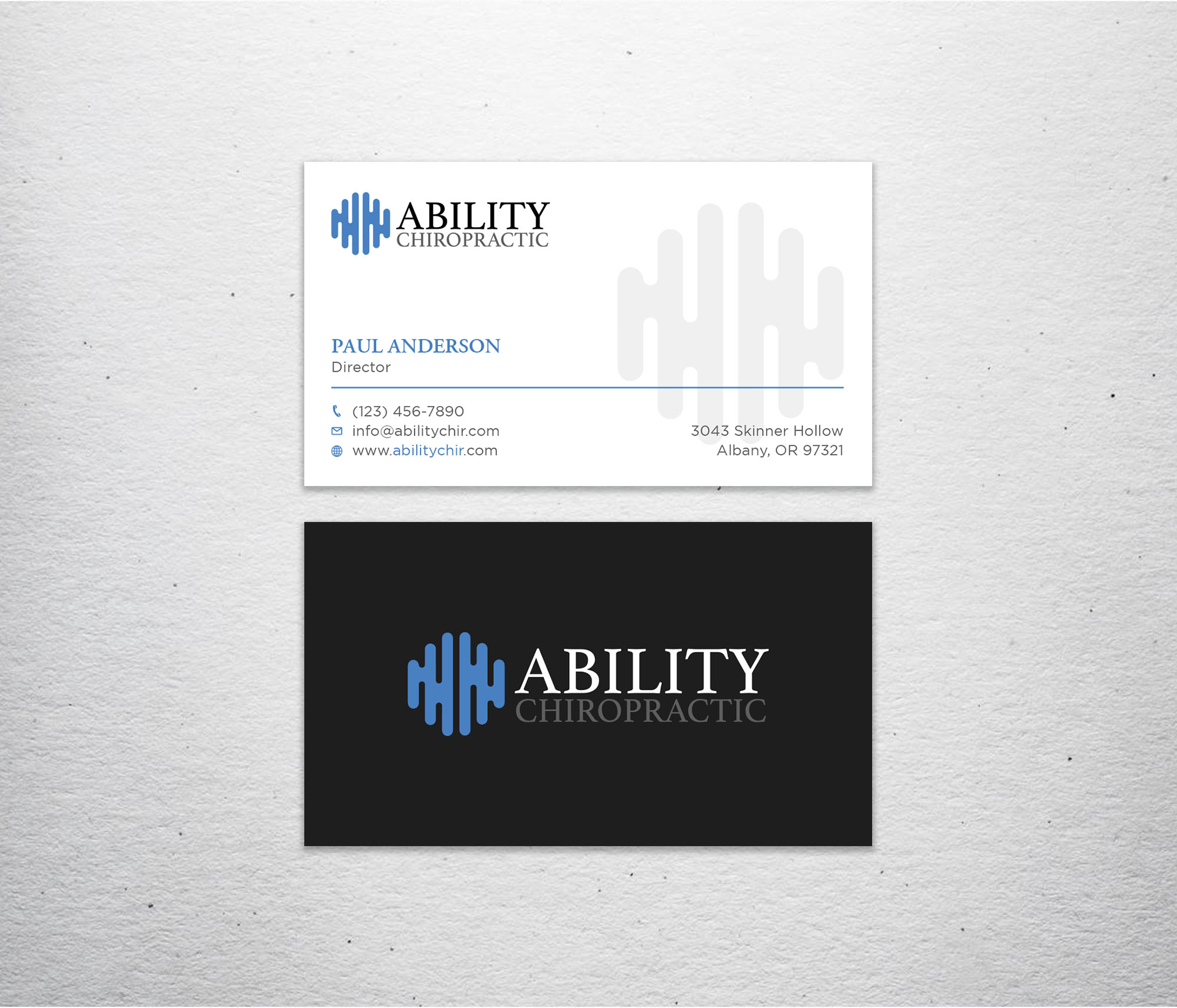 Diseño de Tarjeta de Presentación por Tripti Ranjan Gain para Ability Chiropractic | Diseño #23724415