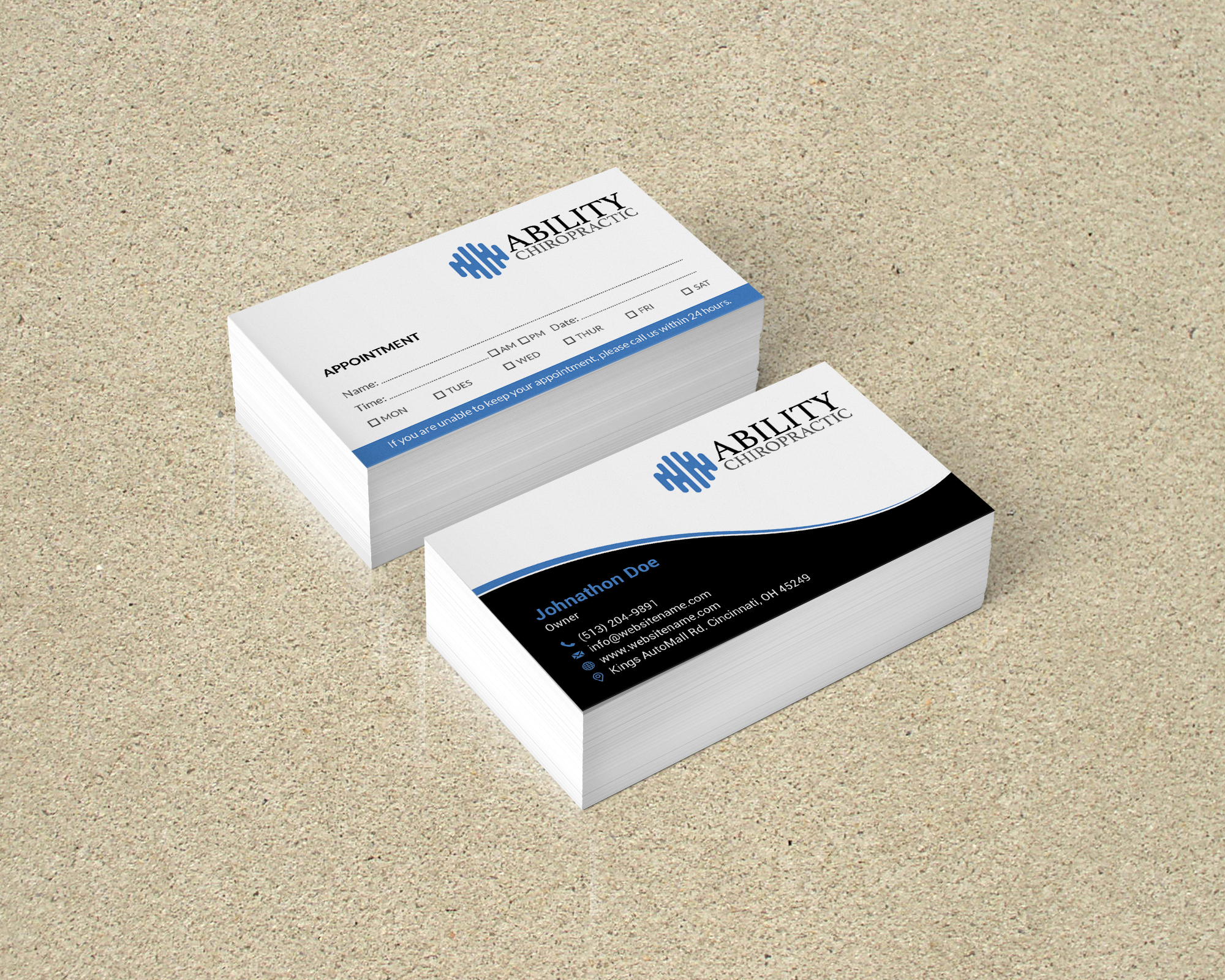 Business Card Design by T.R for Ability Chiropractic | Design #23772065