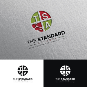 See above description: THE STANDARD APPAREL  YOUR UNIFORM POST AND BOUTIQUE | Logo Design by Rii