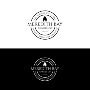 Meredith Bay Candle Co, All Natural Soy Candle, Hand-Poured in New Hampshire, A place to put a scent description and size of the jar contents in ounces. | Logo Design by Graphic Bricks