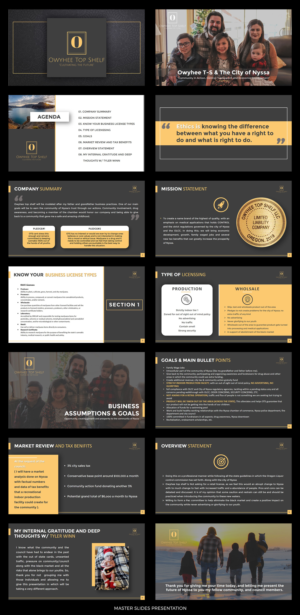 Diseño de PowerPoint por Luvinda para Owyhee Top Shelf | Diseño #23754198