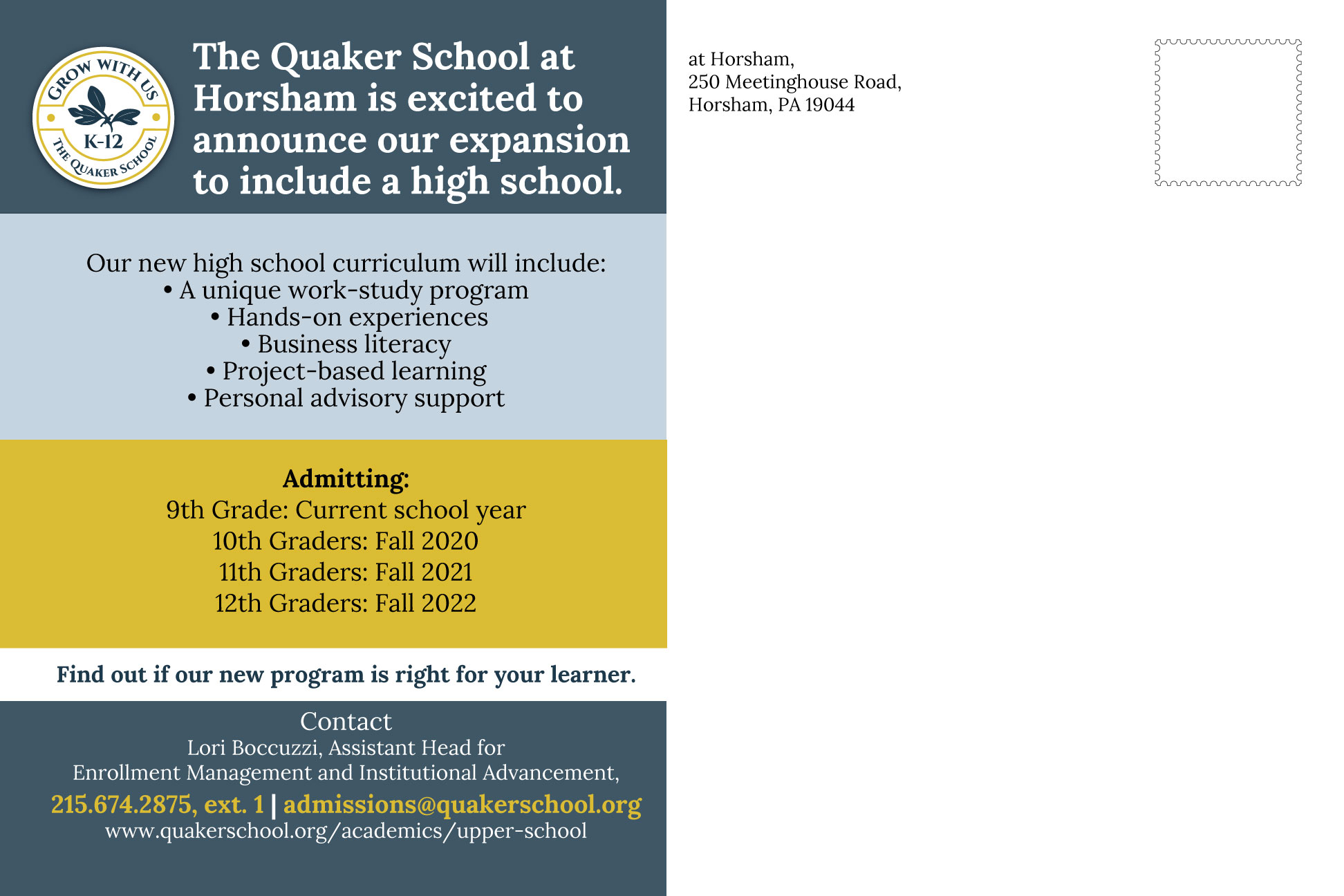 Diseño de Postal por Impressive Sol para The Quaker School | Diseño #23749403