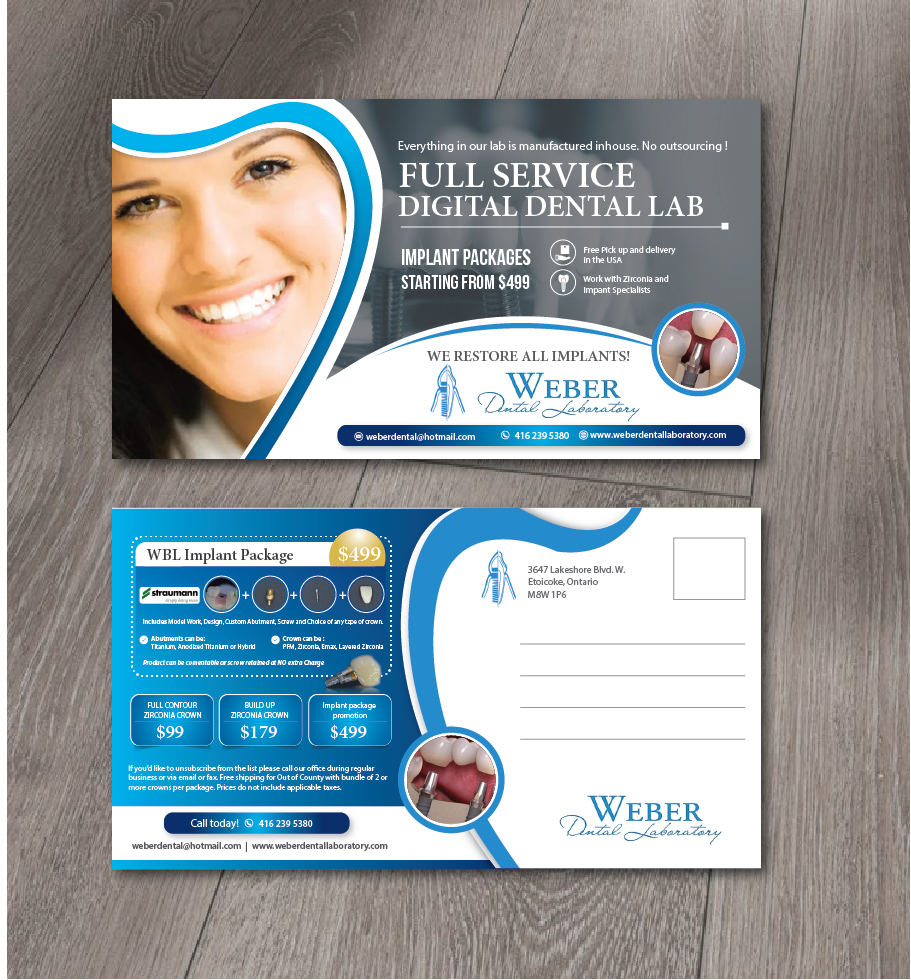Postcard Design by alex989 for Weber Dental Laboratory | Design #23768428