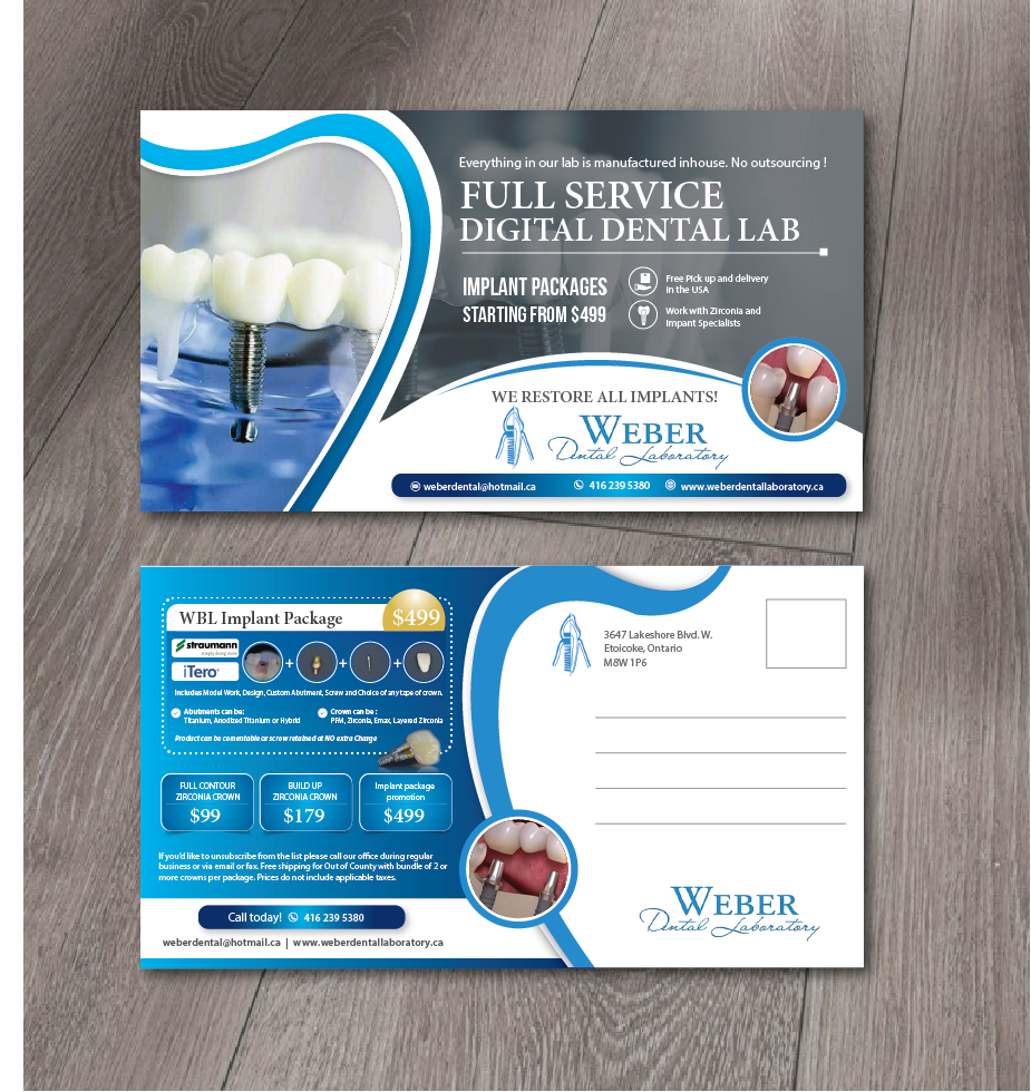 Design de Carte Postale par alex989 pour Weber Dental Laboratory | Design #23792805