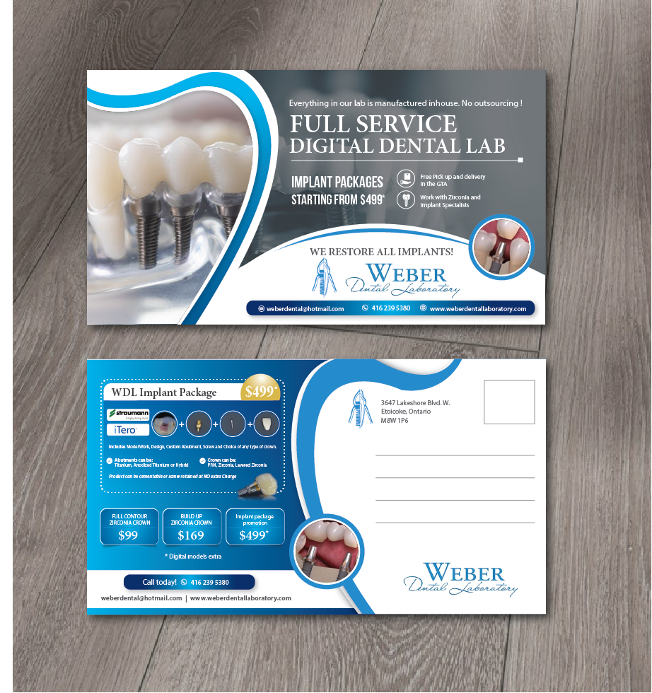 Postcard Design by alex989 for Weber Dental Laboratory | Design #23793580