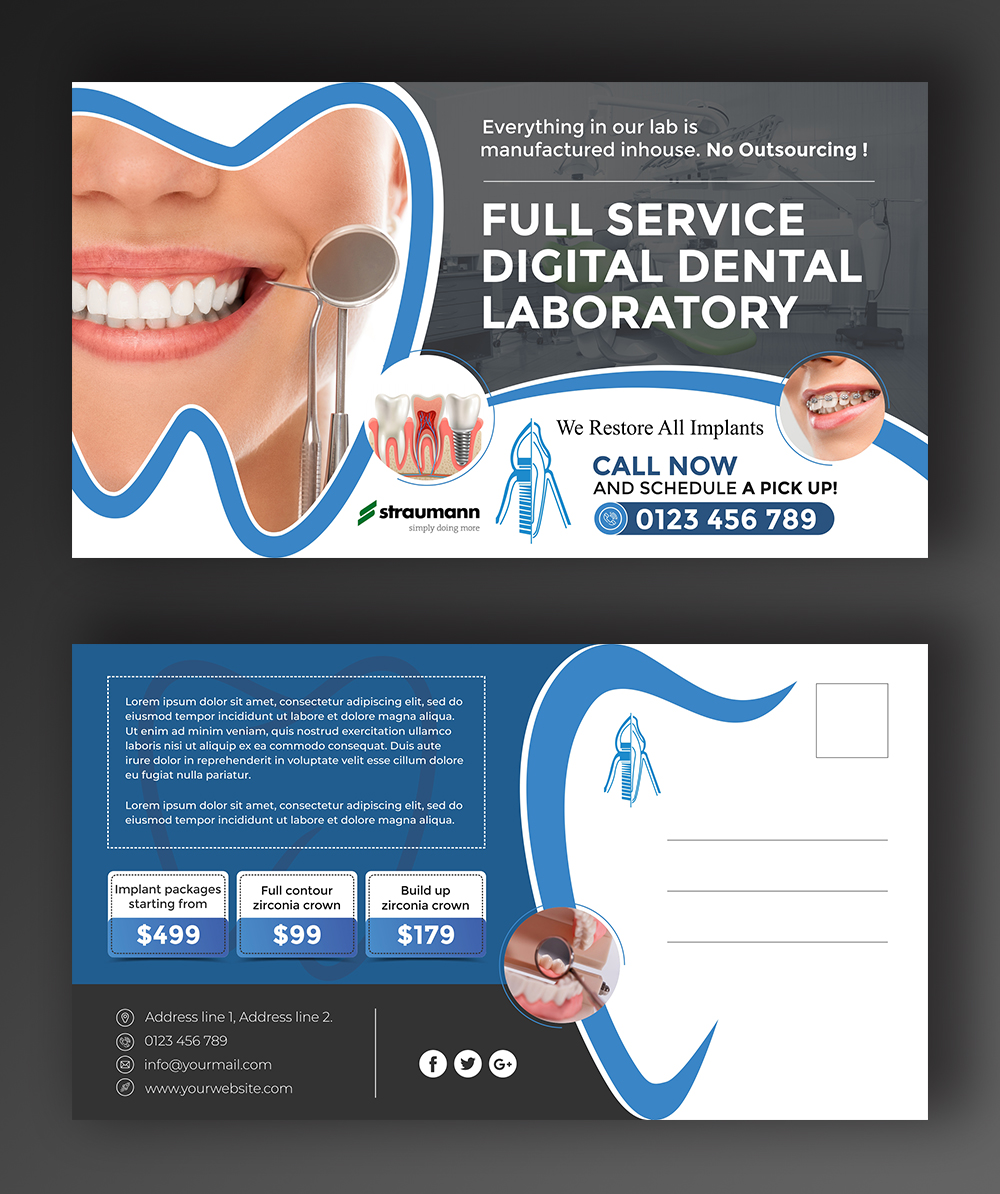 Postcard Design by OwnDesign for Weber Dental Laboratory | Design #23757221