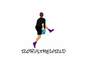 (robvsthewrld) under the logo in 'rock salt' font robvsthewrld needs to be all together no spaces | Logo Design by MOH Studio