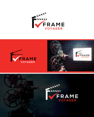 I'm good with no words or it can say "Frame Voyager" or our tag line "Find your story" | Logo Design by FourtuneDesign
